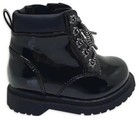 Wonder Nation Baby Toddler Girls Black Shiny Patent Combat Boots Shoes  2-4