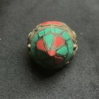 Afghanistan Vintage Old Brass Multicolor Stones Inserts Huge Decorative Ring