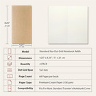 4pack Dot Grid Regular Size Travelers Notebook Inserts 4 25 x8 25  11x21cm 