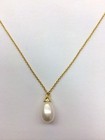 925 Sterling Silver Tear Drop Freshwater Pearl Pendant Necklace 16  -18    new  