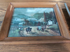 Vtg Currier   Ives Framed Calendar Prints - September   October Primitive  2 