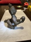 Antique Bronze Baby Krishna Crawling Bala Gopala Hindu Sculpture Figurine Euc