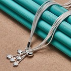 925 Sterling Silver Plated Snake Chain Heart Bracelet Necklace Set Jewelry