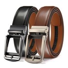 Men s Adjustable Ratchet Leather Belt 2-pack  Comfort Click Slide Buckle  Casual