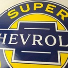 Vintage Chevrolet Sign - Porcelain Bow-tie Sign - Gas Pump Garage Shop Auto Sign