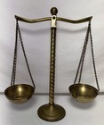 Vintage Mid Century Brass Balance Scale Of Justice With Barely Twist 15 5 
