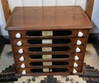 Antique Spool Cabinet Wood  6 Drawer Box 25   17   19  Porcelain Knobs J  P  Coats