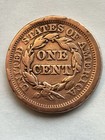 1852 Large Cent Braided Hair Cleaned Copper Coin   Fine Details Free Shipping
