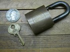 Vintage Antique Corbin Padlock With Original Key Working Nicely Heavy Duty Old
