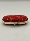 Portable Lipstick Case Holder Box Mirror For Storage Avon Red Floral Vtg 4   