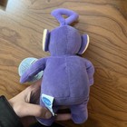 Vtg Eden Teletubbies 8 5  Tinky Winky Purple Soft Plush Flocked Faced 1998 Doll