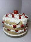 Vintage Signed 1983 Ceramic Strawberry Shortcake Pedestal Cake Stand Large