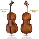     back 2    school     Cello W Case bag Made Of Spruce  Ebony  And Maple 2 bow   Wax