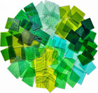 2 2lb Irregular Stained Glass Scraps Sheets Green Mixed Collection