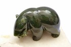 1992 Hand Carved Inuit Eskimo Nephrite Jade 2 Polar Bear   Fish Greg Kuiper Mark