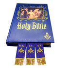 Masonic Bible Markers Hand Embroidered Royal Blue Ribbon   Gold Bullion Threads