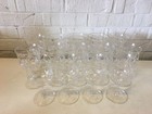 Vintage Antique Set Of 14 Crystal Wine Glasses   Goblets W  Floral Decoration
