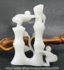 2 8  Chinese Natural Hetian White Jade Carving Bamboo Double Monkey Statue