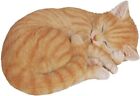 Lying Tabby Cat Orange Figurine - Life Like Figurine Statue Home   Garden New