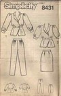Simplicity 8431 Misses  Size 8 Tops  Pants  Skirt Sewing Pattern Vintage