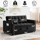 55  Sleeper Sofa 3 In 1 Convertible Sofa Bed Loveseat Velvet Futon Couch Black