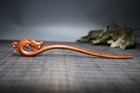 Chinese Antique Boxwood Wooden Carved Dragon Statue Hairpin Hair Accessories Art