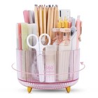 Rotating Pencil Pen Holder  Pen Organizer With 5 Slots - Aesthetic Clear Pink