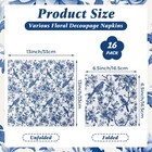 16 Pcs 8 Styles Decoupage Napkins  Blue And White Floral Paper Napkins Chinoiser