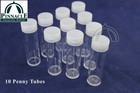 10 Bcw Round Archival Quality Plastic Coin Tubes For Penny Cent 19mm Screw Lid