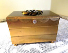 Vintage Metal Gold Tone 3 Tiered Trinket cigarette jewelry Box  Hinged Marked