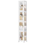  4 Tier Tall Plastic Slim Storage Cabinet With Lockable Wheels  Adjustable 