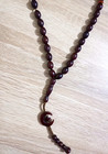 Handmade Brown Islamic Tasbih - 33 Prayer Beads Misbaha Crescent Pendant