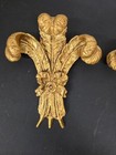 Pair Of Antique Giltwood Appliques  Prince Of Wales Feather Motif Neoclassical O