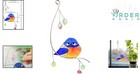 Handmade Bluebird Stained Glass Suncatcher Window Hanging Bird Decor