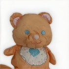 Fisher Price Orange Puffalump Bear Blue Heart Bib 15  Stuffed Animal Plush Vtg