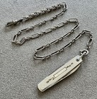 Art Deco Sterling Silver Gold Accent Fob Knife Pocket Watch 2  On Sterling Chain