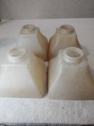 Set Of 4 Vintage Square Amber Frosted Glass Light Shades   
