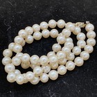 Vintage Stamped S 14k Gold Pearl Stranded Necklace 22    Long 