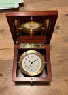 Vintage Original Boston Ships Bell Brass Rotating Chelsea Clock Wood Box Nice 