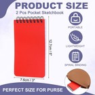 2pcs 3x5 Inch Pocket Sketchbook 80gsm Top Spiral Notebook Red