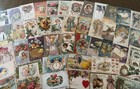 Lot Of 60 mixed  Antique Vintage Holidays Greetings 1900 s Postcards santa p212