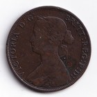 Nova Scotia 1864 1c One Large Cent Copper Coin Queen Victoria F Fine