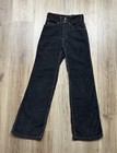 50s Vintage Women   s Black Corduroy Bell Bottom Buckle Back Pants Size 24 Waist
