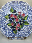 Gien France Oiseau Bleu Fruit Tart Plate Large Serving Platter Blue White 12   