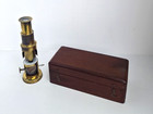 Antique Brass Field Microscope With Wood Box