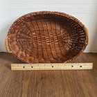 Vtg Set Of 3 Oval Woven Wicker Baskets With Handles Brown Boho Cottage Core Farm