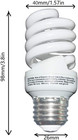 13 Watt Compact Fluorescent Light  Soft White 2700k  1040lm  Spiral Medium Base