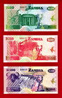 3 X Zambia Unc Banknotes 20  p-36   50  p-37    100 Kwacha  p-38  Paper Currency