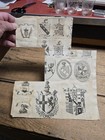 Old Vintage Antique Coat Of Arms Bookplate Book Crest Label Collection Lot Rare