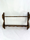 Vtg Plate Tea Cup Saucer 2 Tier Wood Wall Rack Display Shelf 6 Hook Cottage Core